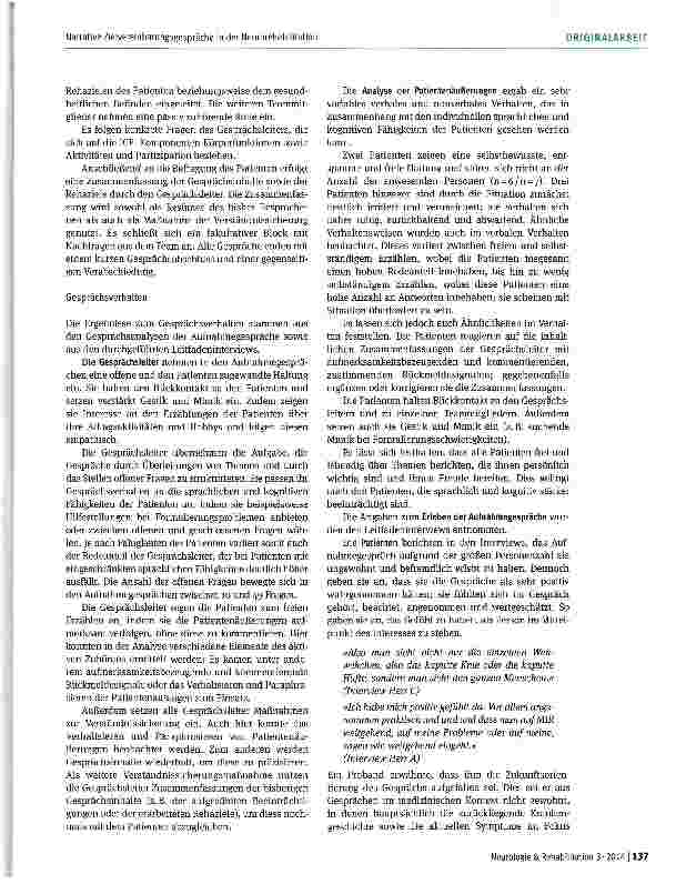 Vorschauseite 5: Narrative Zielvereinbarungsgespräche in der Neurorehabilitation -eine qualitative Studie