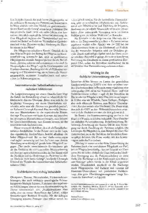 Vorschauseite 2: EXPERTEN FORDERN BESSERE NACHSORGE