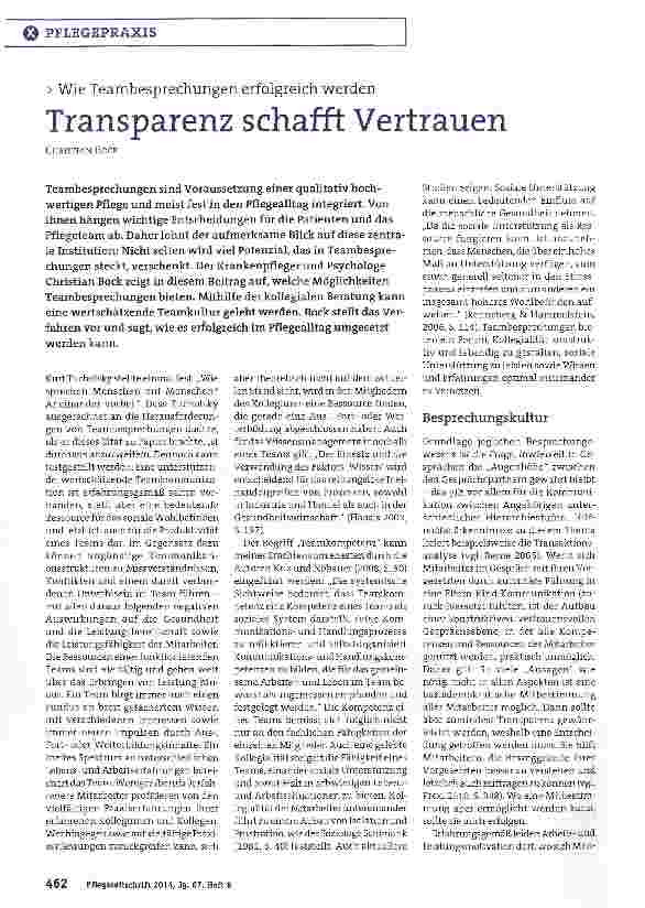 Vorschauseite 1: Transparenz schafft Vertrauen