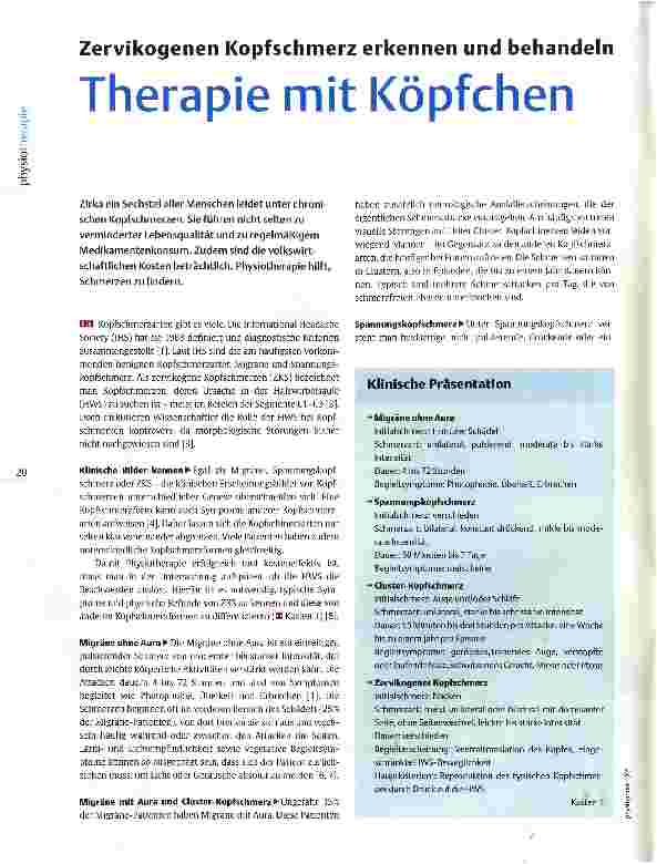 Vorschauseite 1: Zervikogenen Kopfschmerz erkennen und behandelnTherapie mit Köpfchen