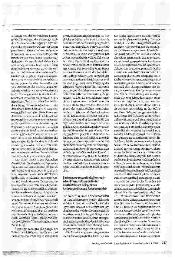 Vorschauseite 3: Medizinische Versorgung und therapeutische Optionen unter gesundheitsökonomischen Aspekten bei psychiatrischen Patienten in Deutschland am Beispiel schizophrener und depressiver S…