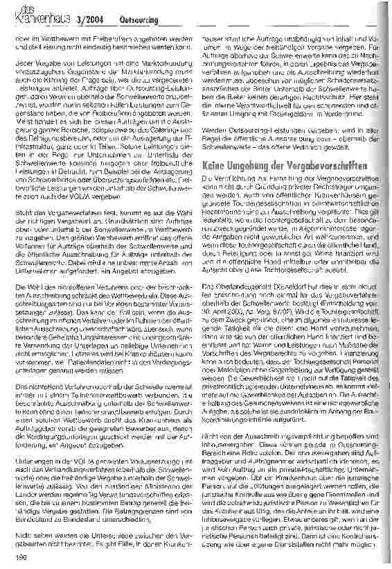 Vorschauseite 2: Vergabe von Outsourcing-Leistungen durch öffentliche Krankenhäuser