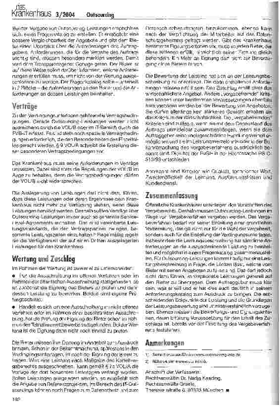 Vorschauseite 4: Vergabe von Outsourcing-Leistungen durch öffentliche Krankenhäuser
