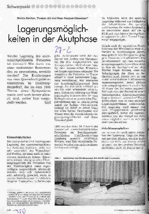 Vorschauseite 1: Lagerungsmöglichkeiten in der Akutphase Querschnittlähmung