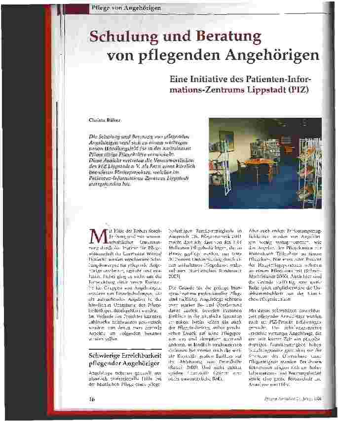 Vorschauseite 1: Schulung und Beratung von pflegenden Angehörigen
