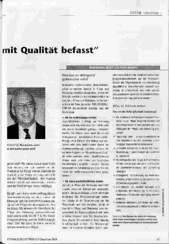 Vorschauseite 2: Bis jetzt gibt es keine Instanz, die sich zentral mit Qualität befaßt