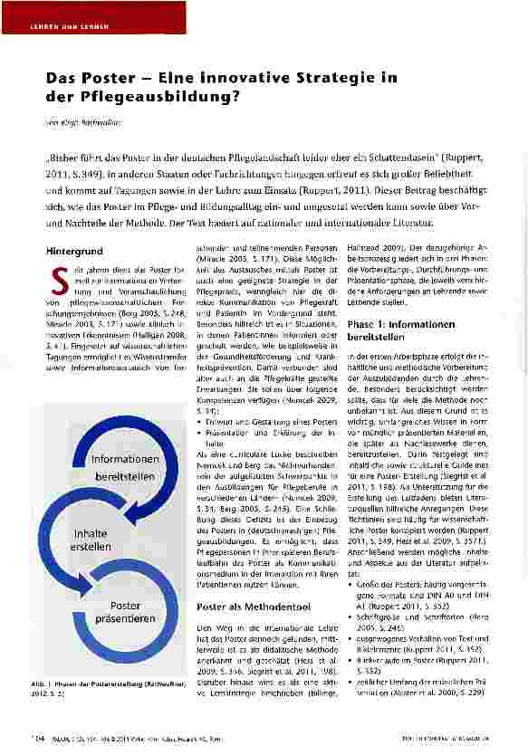 Vorschauseite 1: Das Poster — Eine innovative Strategie in der Pflegeausbildung?