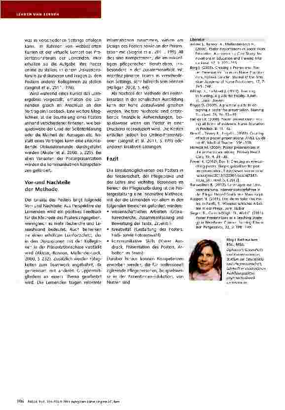 Vorschauseite 3: Das Poster — Eine innovative Strategie in der Pflegeausbildung?