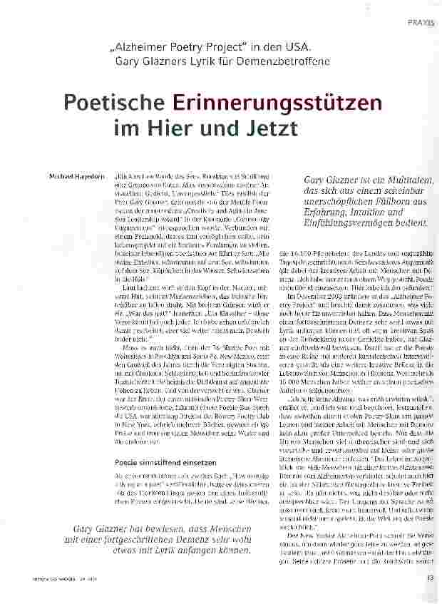 Vorschauseite 1: Poetische Erinnerungsstützen im Hier und Jetzt
