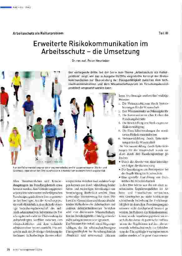 Vorschauseite 1: Erweiterte Risikokommunikation im Arbeitsschutz - die Umsetzung