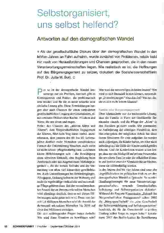 Vorschauseite 1: Selbstorganisiert, uns selbst helfend?