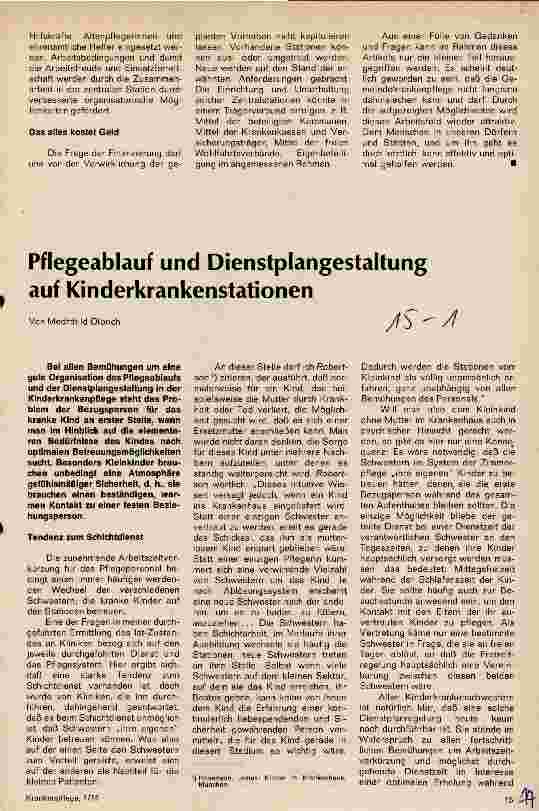 Vorschauseite 1: Pflegeablauf und Dienstplangestaltung auf Kinderkrankenstationen