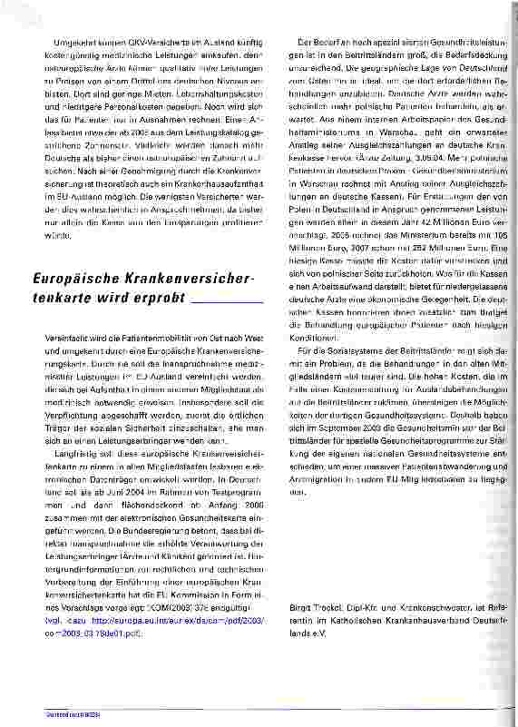 Vorschauseite 6: EU-Medizin ohne GrenzenAuf dem Weg in ein harmonisiertes Gesundheitswesen der gewachsenen Europäischen Union