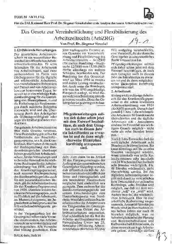 Vorschauseite 1: Das Gesetz zur Vereinheitlichung und Flexibilisierung des Arbeitsrechts (ArbZRG)