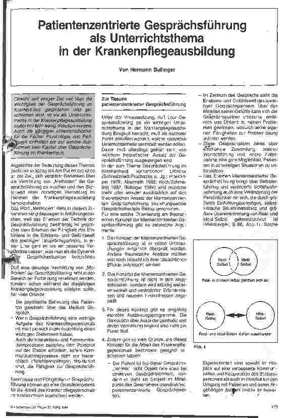 Vorschauseite 1: Patientenzentrierte Gesprächsführung als Unterrichtsthema in der Krankenpflegeausbildung