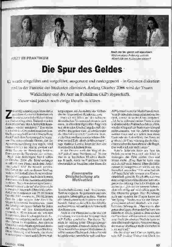 Vorschauseite 1: Arzt im Praktikum: Die Spur des Geldes