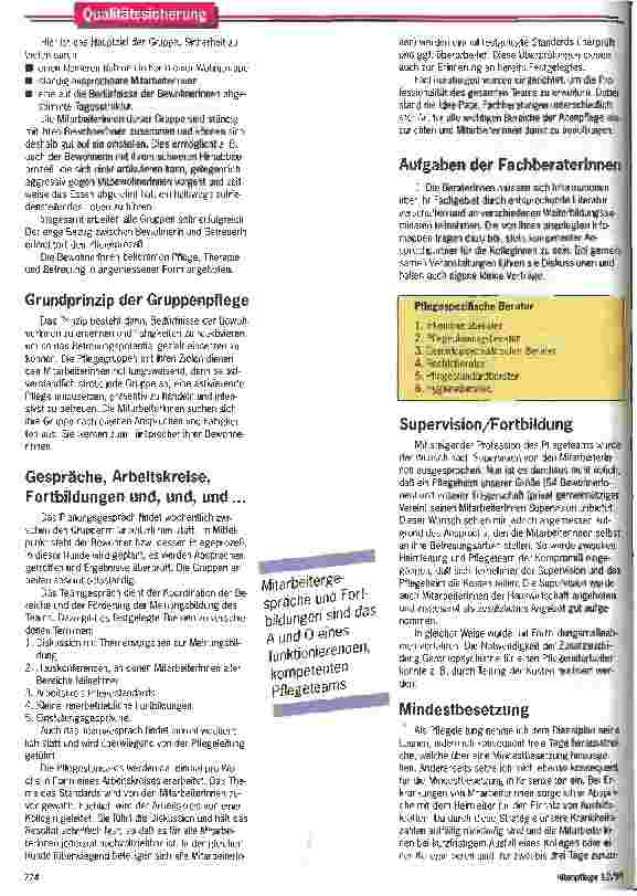 Vorschauseite 4: Gütesiegel Gruppengeist Im professionellen Team kann die Qualität in der Altenpflege gefördert werden