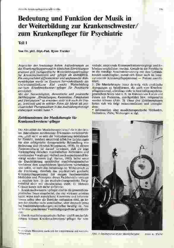 Vorschauseite 1: Bedeutung und Funktion der Musik in der Weiterbildung zur Krankenschwester/ zum Krankenpfleger für Psychiatrie