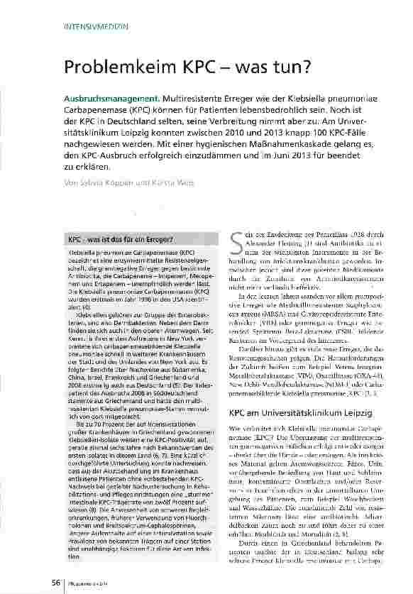 Vorschauseite 1: Problemkeim KPC - was tun?
