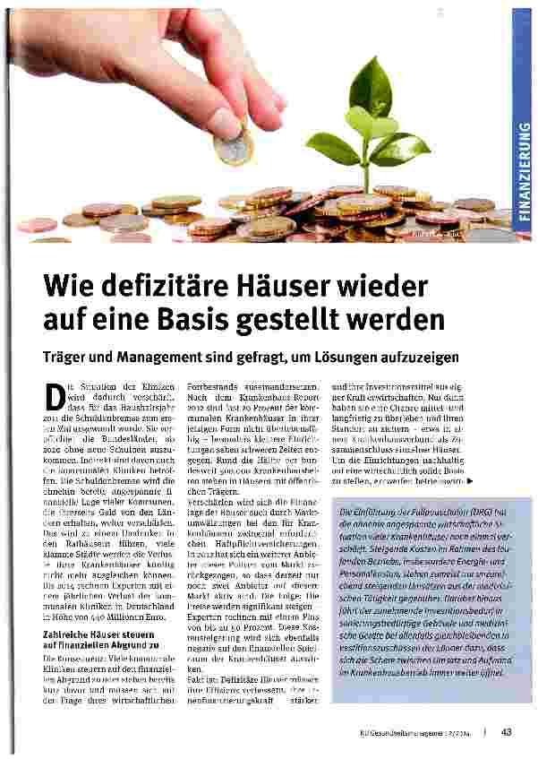 Vorschauseite 1: Wie defizitäre Häuser wieder auf eine Basis gestellt werden