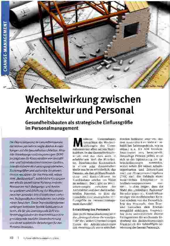 Vorschauseite 1: Wechselwirkung zwischen Architektur und PersonalGesundheitsbauten als strategische Einflussgröße im Personalmanagement