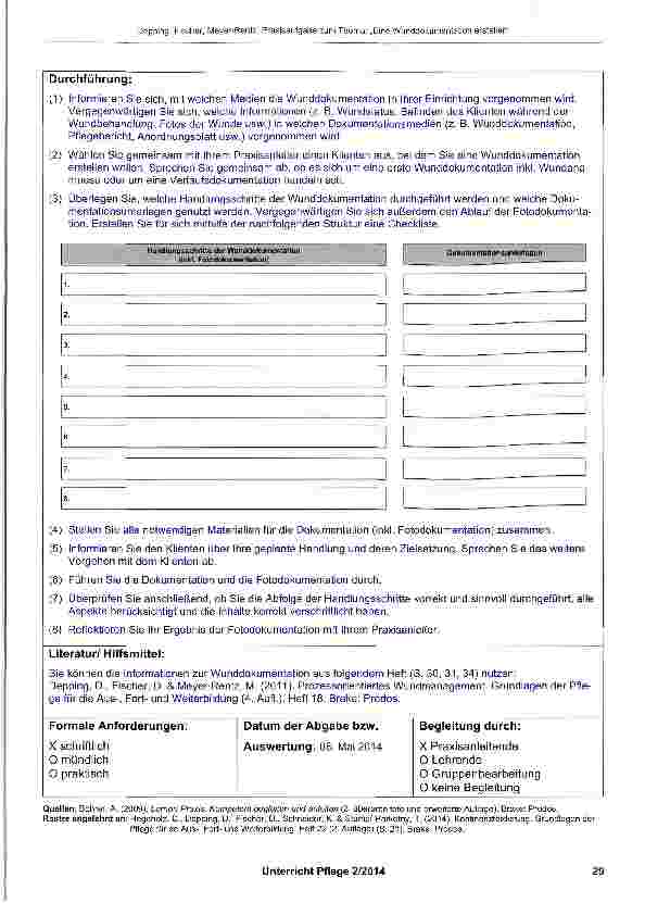 Vorschauseite 3: Praxisaufgabe zum Thema: „Eine Wunddokumentation erstellen