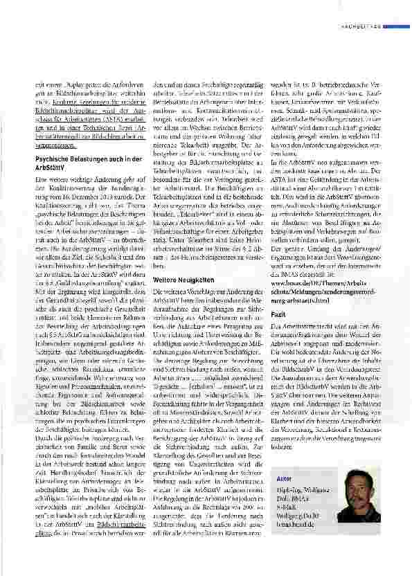 Vorschauseite 2: Änderung der Arbeitsstättenverordnung