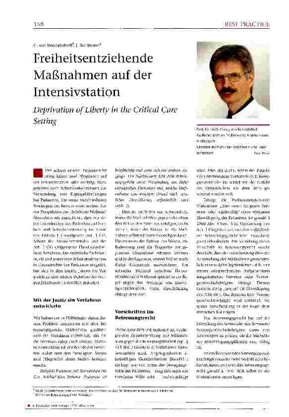 Vorschauseite 1: Freiheitsentziehende Maßnahmen auf der Intensivstation