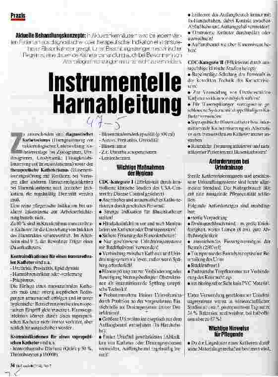 Vorschauseite 1: Instrumentelle Harnableitung Aktuelle Behandlungskonzepte