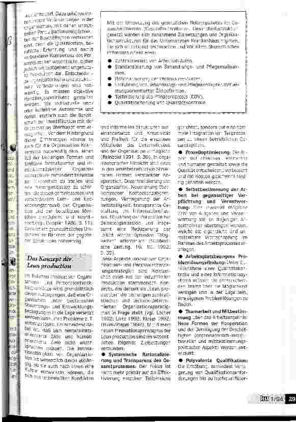 Vorschauseite 2: Lean production - Management und Personal im Lernprozeß Neue Strategie für die Organisation der Pflege?