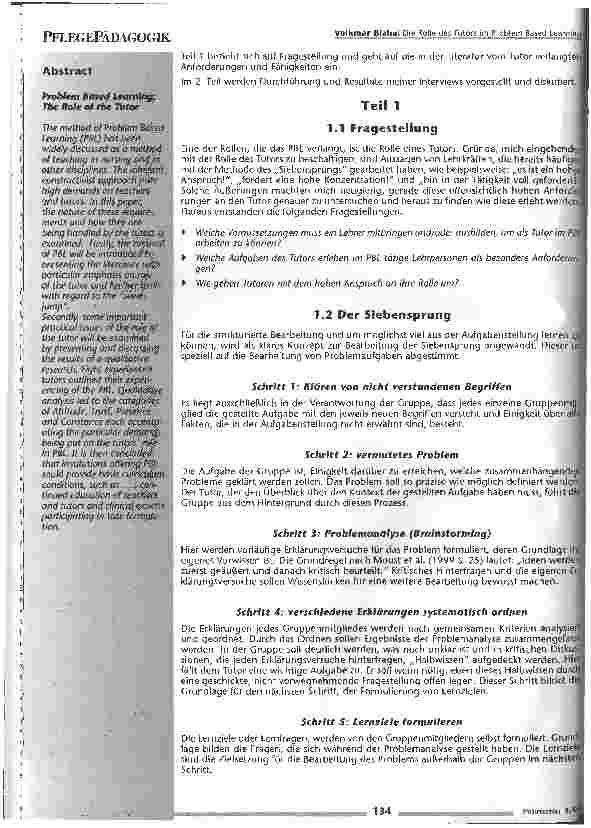 Vorschauseite 2: Die Rolle des Tutors im Problem Based Learning