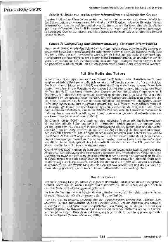 Vorschauseite 3: Die Rolle des Tutors im Problem Based Learning
