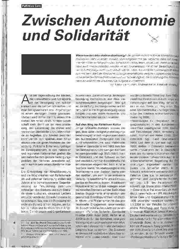 Vorschauseite 1: Zwischen Autonomie und Solidarität