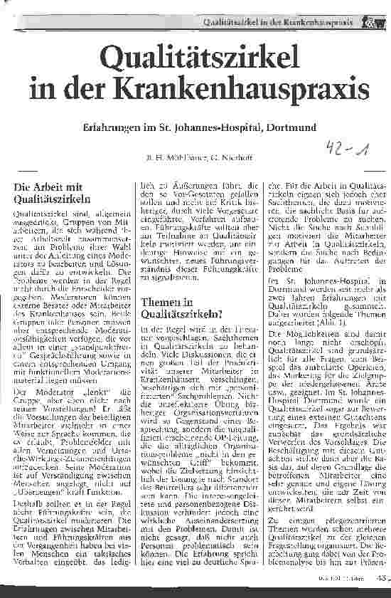 Vorschauseite 1: Qualitätszirkel in der Krankenhauspraxis (Q)