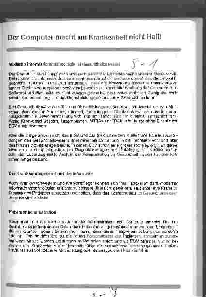 Vorschauseite 1: Der Computer macht am Krankenbett nicht halt