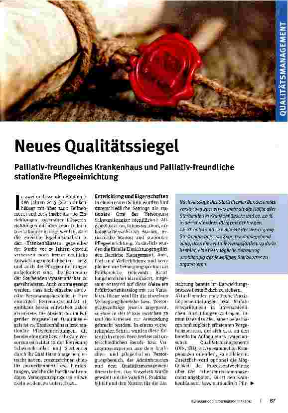 Vorschauseite 1: Neues Qualitätssiegel