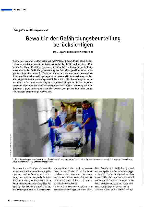 Vorschauseite 1: Gewalt in der Gefährdungsbeurteilung berücksichtigen