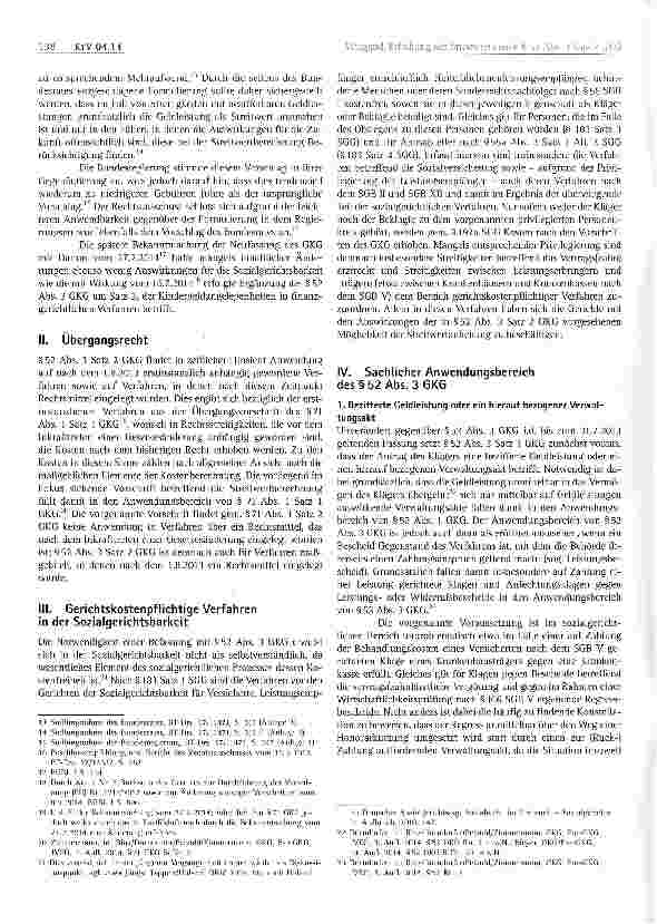Vorschauseite 2: Die Anhebung des Streitwerts nach § 52 Abs. 3 Satz 2 GKG in sozialgerichtlichen Verfahren, insbesondere in Verfahren nach dem SGB V