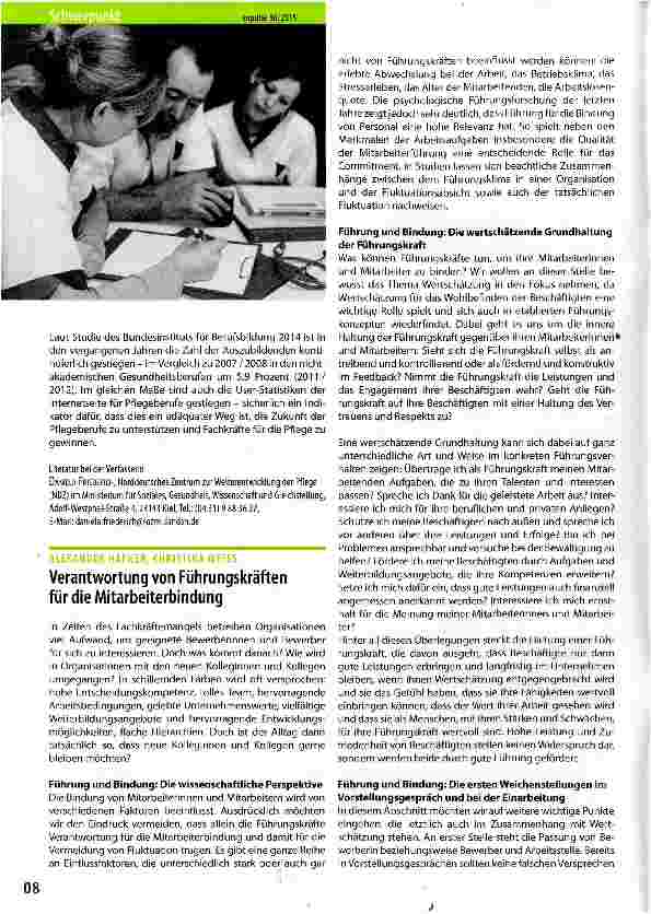 Vorschauseite 2: Zukunft der Pflegeberufe unterstützen -Fachkräfte für die Pflege gewinnen