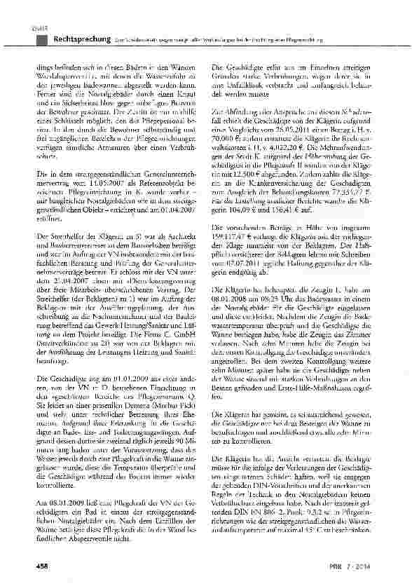 Vorschauseite 2: Zum Schadensersatz wegen mangelhafter Werkleistungen bei der Errichtung einer Pflegeeinrichtung