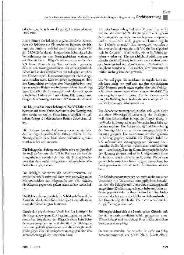 Vorschauseite 3: Zum Schadensersatz wegen mangelhafter Werkleistungen bei der Errichtung einer Pflegeeinrichtung
