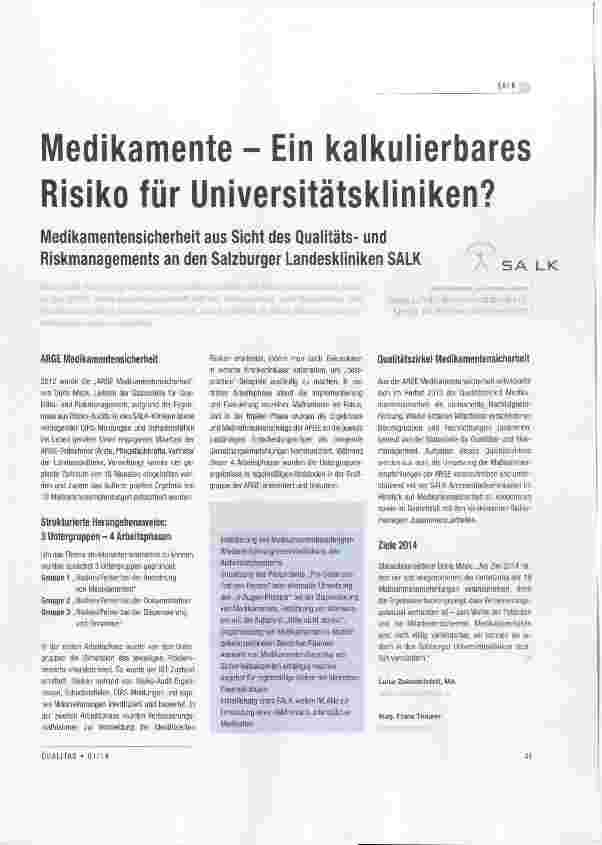 Vorschauseite 1: Medikamente Ein kalkulierbares Risiko für Universitätskliniken?