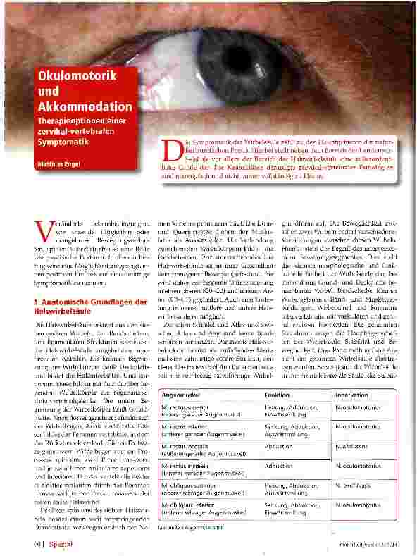 Vorschauseite 1: Okulomotorik und Akkommodation