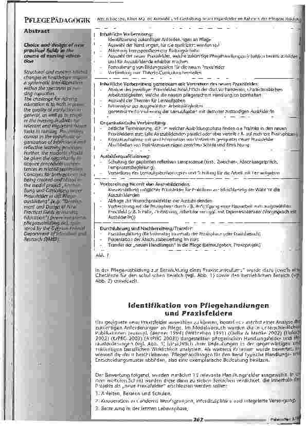 Vorschauseite 2: Auswahl und Gestaltung neuer Praxisfelder im Rahmen der Pflegeausbildung