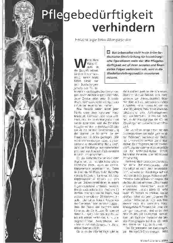Vorschauseite 1: Pflegebedürftigkeit verhindern Herzchirurgie beim Alterspatienten