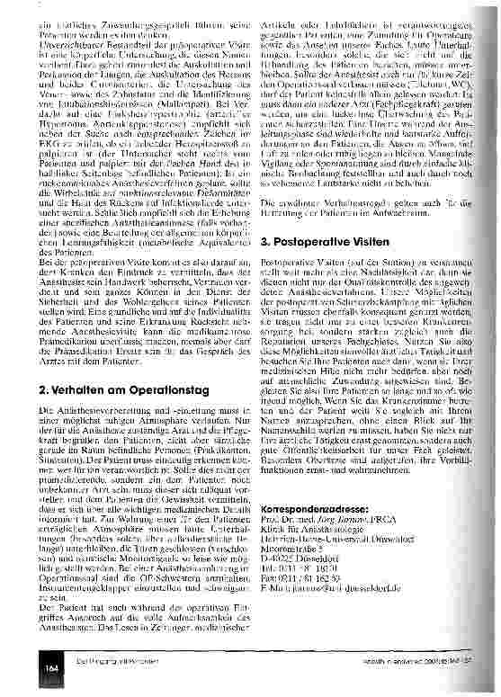 Vorschauseite 2: Über den Umgang des Anästhesisten mit Patienten