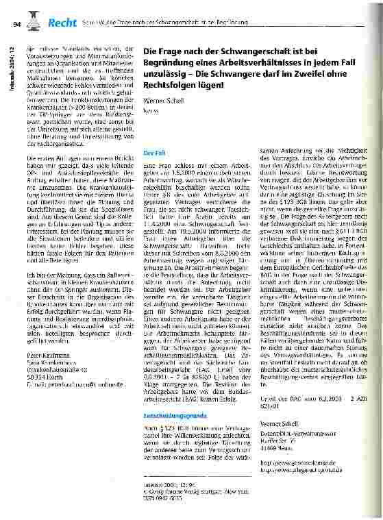 Vorschauseite 3: Gratwanderung bei der Reduzierung von Personalkosten - Erfahrungsbericht über die Rufbereitschaft im OP mit je einer OPund Anästhesiepflegekraft Kaufmann, P. , Intensiv 2003, 11:…