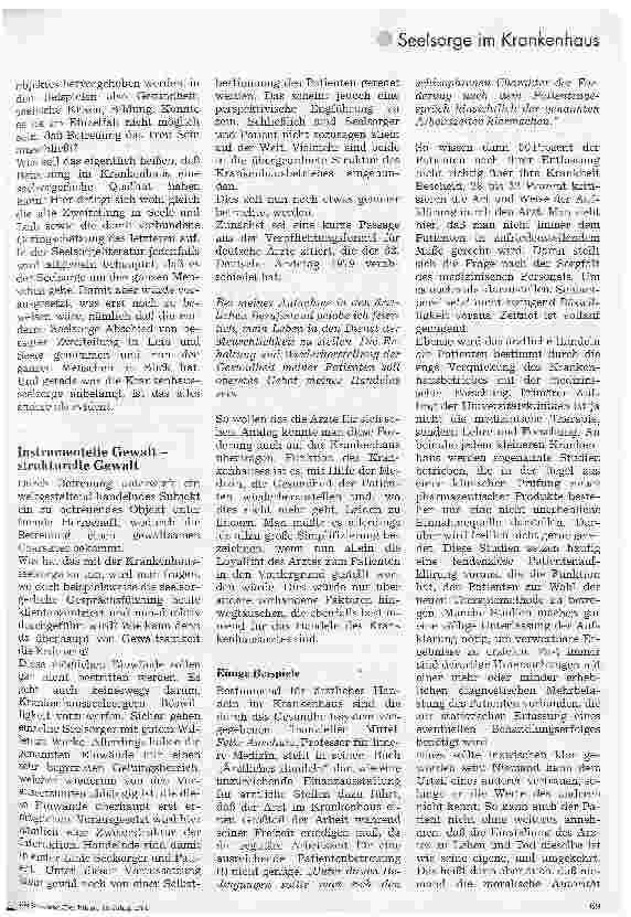 Vorschauseite 2: Die Problematik seelsorgerlicher Betreuung im Krankenhaus