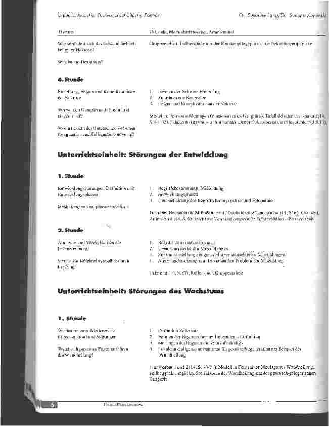 Vorschauseite 3: Unterrichtsreihe: Biowissenschaftliche Fächer in der Pflege