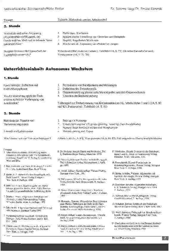 Vorschauseite 4: Unterrichtsreihe: Biowissenschaftliche Fächer in der Pflege